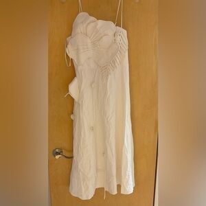 Anthropologie 3D White Floral Appliqué Midi Dress NWT medium $360 retail